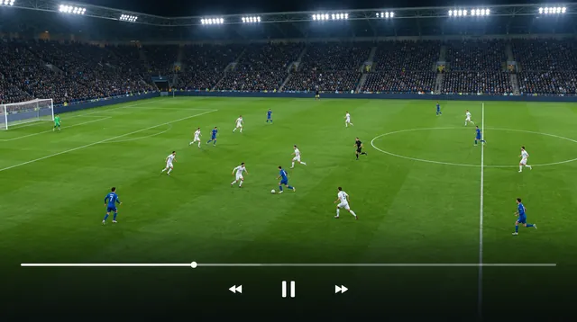 Orca IPTV box Android en 4K : le lecteur d'Orca Pro Max TV Player affiche un match de football en plein écran